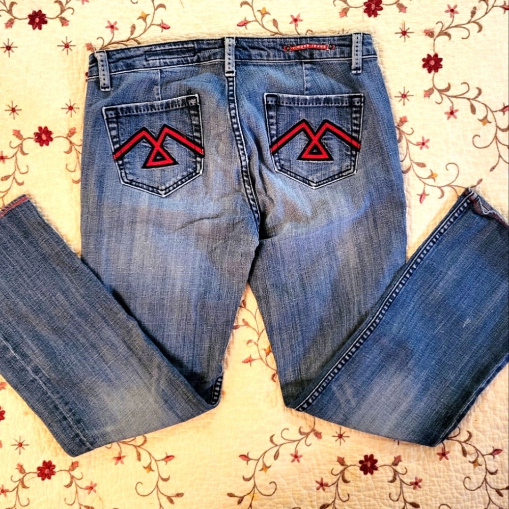 Vigoss Embellished Pockets Stretch Denim Bootcut Jeans